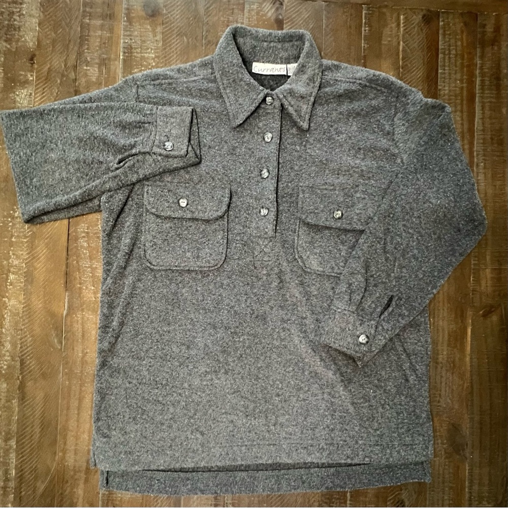 Gray 1/4 Button-Up Pullover